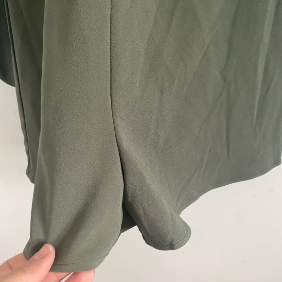 Xhilaration Olive Green Long Sleeve Tie-Neck Romper with Sleeve Cut Outs NWT - Picture 2 of 7